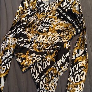 Versace Black and Gold Graphic Top